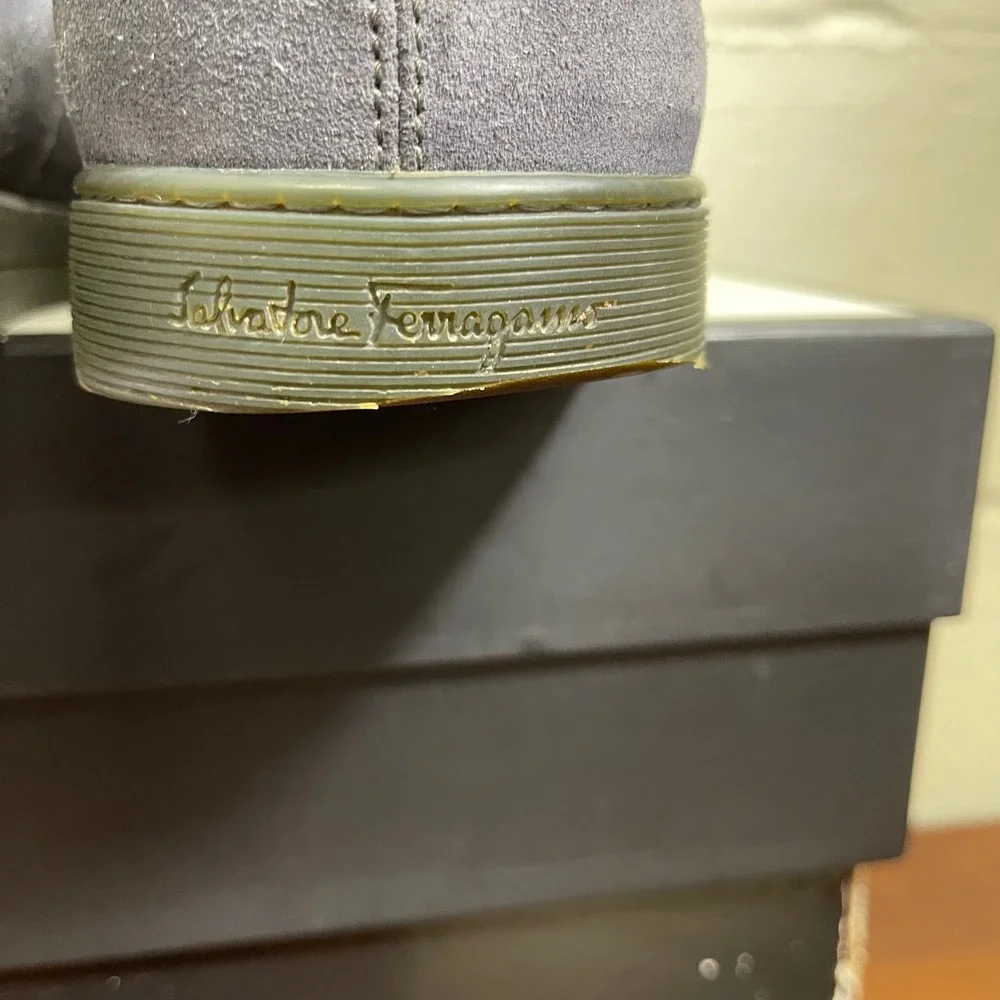 Salvatore Ferragamo 2056 Blue Suede‎ Leather Casual Sneakers Men's 9.5 EE
